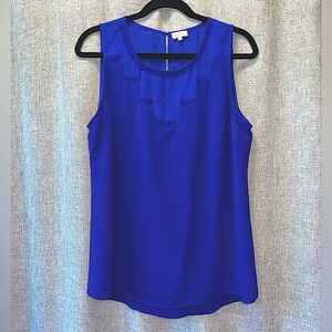 Pixley Women’s Sleeveless Blouse – Size XL– Royal Blue with Embroidery Detail
